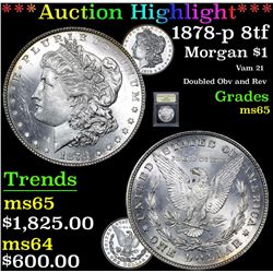 ***Auction Highlight*** 1878-p 8tf Vam 21 Morgan Dollar $1 Graded GEM Unc By USCG (fc)