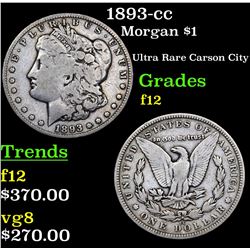 1893-cc Morgan Dollar $1 Grades vg+