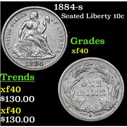 1884-s Seated Liberty Dime 10c Grades Select AU