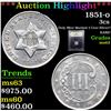 Image 1 : ***Auction Highlight*** 1851-o Three Cent Silver 3cs Graded Select Unc By USCG (fc)
