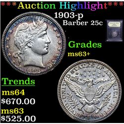 ***Auction Highlight*** 1903-p Barber Quarter 25c Graded Select+ Unc By USCG (fc)