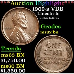 ***Auction Highlight*** 1909-s VDB Lincoln Cent 1c Graded Select Unc BN By USCG (fc)