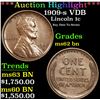 Image 1 : ***Auction Highlight*** 1909-s VDB Lincoln Cent 1c Graded Select Unc BN By USCG (fc)