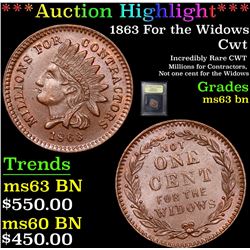 ***Auction Highlight*** 1863 For the Widows Civil War Token 1c Graded Select Unc BN By USCG (fc)