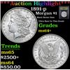 Image 1 : ***Auction Highlight*** 1891-p Morgan Dollar $1 Graded Choice+ Unc By USCG (fc)
