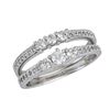 Image 1 : Sterling Silver Round Cut 3 Stone Pave Duo Weding Band Set Size 7