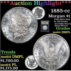 ***Auction Highlight*** 1885-cc Morgan Dollar $1 Graded Choice Unc DMPL By USCG (fc)