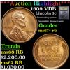 Image 1 : ***Auction Highlight*** 1909 vdb Lincoln Cent 1c Graded GEM++ RB By USCG (fc)