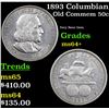 Image 1 : 1893 Columbian Old Commem Half Dollar 50c Grades Choice+ Unc
