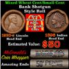 Image 1 : Mixed small cents 1c orig shotgun roll, 1920-s Wheat Cent, 1896 Indian Cent other end