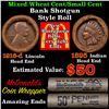Image 1 : Mixed small cents 1c orig shotgun roll, 1916-d Wheat Cent, 1895 Indian Cent other end