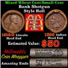 Image 1 : Mixed small cents 1c orig shotgun roll, 1918-d Wheat Cent, 1899 Indian Cent other end