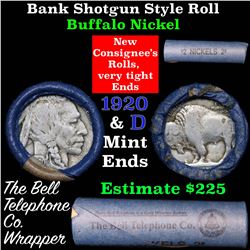 Buffalo Nickel Shotgun Roll in Old Bank Style 'Bell Telephone'  Wrapper 1920 & d Mint Ends