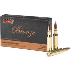 PMC AMMO .308 Winchester, 147 Grain, Full Metal Jacket, Boat Tail, Twenty (20) Per BOX, ONE BOX