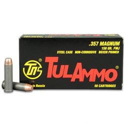 TULA, STEEL CASE, Target, 357 Mag, 158 Grain, Full Metal Jacket, Fifty (50) Per Box, Rs