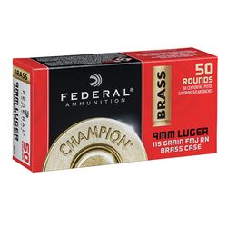 Federal, Champion, 9MM, 115Gr, Full Metal Jacket, 50 Round Box WM5199