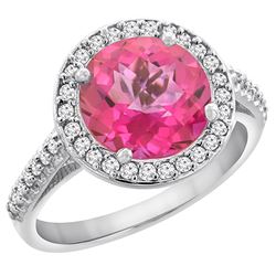 2.44 CTW Pink Topaz & Diamond Ring 14K White Gold