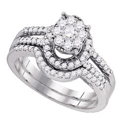 0.78 CTW Diamond Cluster Bridal Wedding Engagement Ring 10kt White Gold