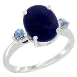 2.74 CTW Lapis Lazuli & Blue Sapphire Ring 14K White Gold