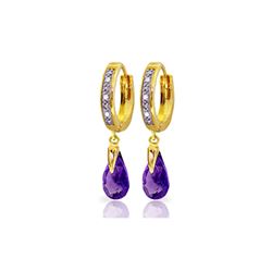 Genuine 2.53 ctw Amethyst & Diamond Earrings 14KT Yellow Gold