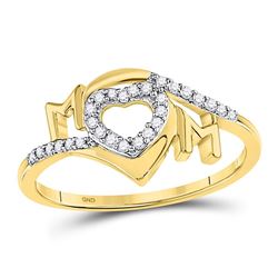 0.12 CTW Diamond Heart Mom Mother Ring 10kt Yellow Gold