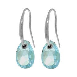 Genuine 8 ctw Blue Topaz Earrings 14KT White Gold