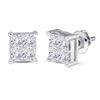 Image 1 : 1 CTW Diamond Square Cluster Stud Earrings 14kt White Gold
