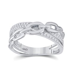 0.20 CTW Diamond Chain Link Crossover Ring 10kt White Gold