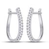 Image 1 : 0.24 CTW Pave-set Diamond Oblong Hoop Earrings 10kt White Gold