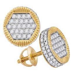 0.75 CTW Diamond 3D Circle Cluster Stud Earrings 10kt Yellow Gold