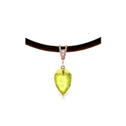 Genuine 9.01 ctw Lemon Quartz & Diamond Necklace 14KT Rose Gold