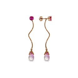 Genuine 6.8 ctw Pink Topaz Earrings 14KT Rose Gold