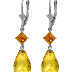 Genuine 11 ctw Citrine Earrings 14KT White Gold