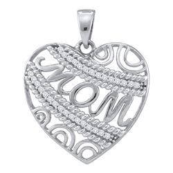 0.10 CTW Diamond Mom Mother Pendant 10kt White Gold