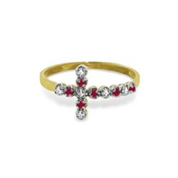 Genuine 0.24 ctw Ruby & Diamond Ring 14KT Yellow Gold
