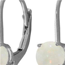 Genuine 0.70 ctw Opal Earrings 14KT White Gold