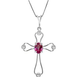 Genuine 0.57 ctw Pink Topaz & Diamond Necklace 14KT White Gold