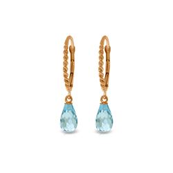 Genuine 3 ctw Blue Topaz Earrings 14KT Rose Gold