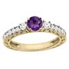 Image 1 : 1.10 CTW Amethyst & Diamond Ring 14K Yellow Gold