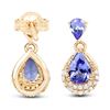 Image 3 : 1.12 ctw Tanzanite & Diamond Earrings 14K Yellow Gold