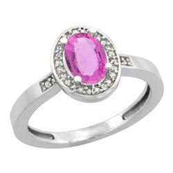 1.15 CTW Pink Sapphire & Diamond Ring 14K White Gold