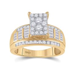 0.92 CTW Diamond Rectangle Cluster Bridal Wedding Engagement Ring 10kt Yellow Gold