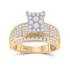 Image 1 : 0.92 CTW Diamond Rectangle Cluster Bridal Wedding Engagement Ring 10kt Yellow Gold