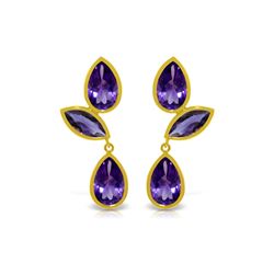 Genuine 13 ctw Amethyst Earrings 14KT Yellow Gold