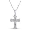 Image 1 : 0.08 CTW Diamond Cross Pendant 10kt White Gold