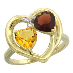 2.61 CTW Diamond, Citrine & Garnet Ring 10K Yellow Gold