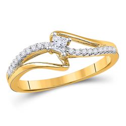 0.16 CTW Diamond Solitaire Promise Bridal Ring 10kt Yellow Gold