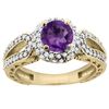 Image 1 : 1.25 CTW Amethyst & Diamond Ring 14K Yellow Gold