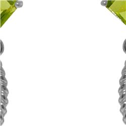 Genuine 3.5 ctw Peridot Earrings 14KT White Gold