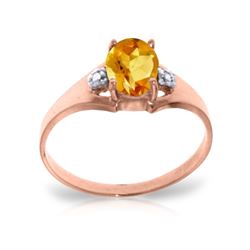 Genuine 0.76 ctw Citrine & Diamond Ring 14KT Rose Gold